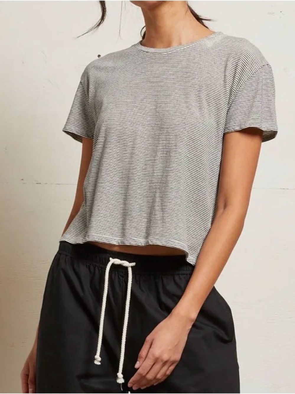 NWT Perfectwhitetee Harley Stripe Boxy Crew Tee Large